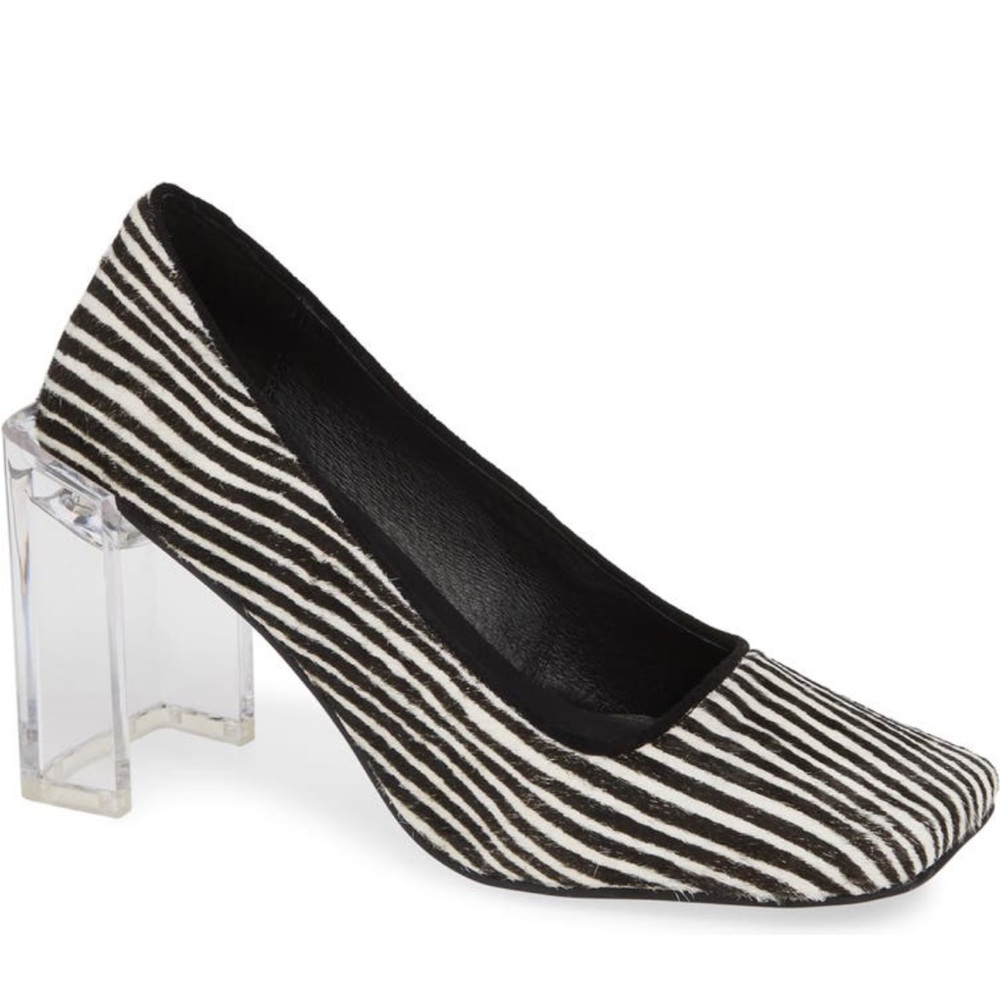 Jeffrey Campbell Graff Zebra clear heel pump women’s size 9M